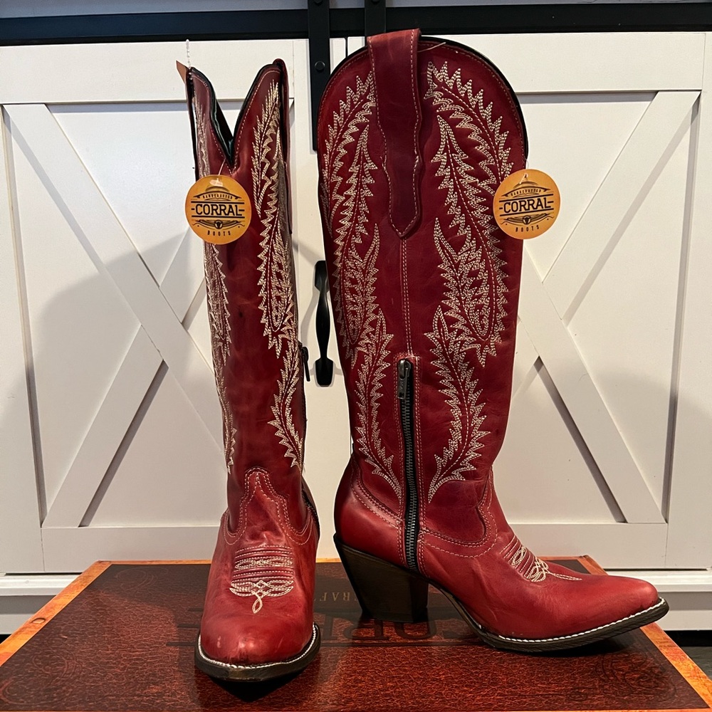 Corral Ladies Rioja Red Embroidered Tall Boot E1318